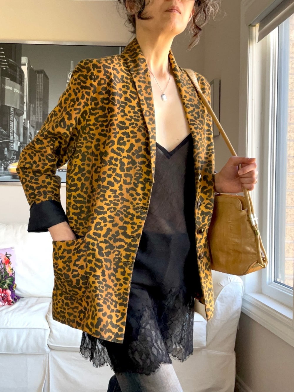 Leopard print lightweight blazer